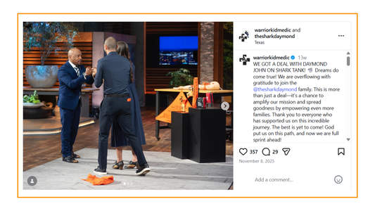 We Got a Deal on Shark Tank: Warrior Kid Medic Partners With Daymond John 🦈