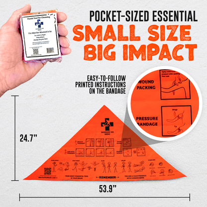 Warrior Kid Medic Triangular Bandage with Quick Draw Case – Multi-Use First Aid Bandage Emergency Care