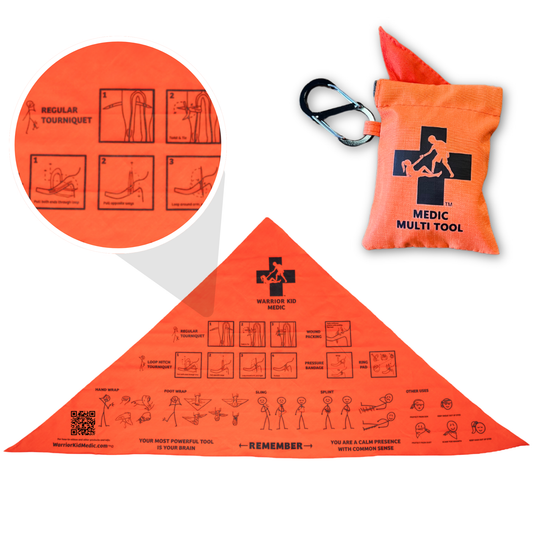 Warrior Kid Medic Triangular Bandage with Quick Draw Case – Multi-Use First Aid Bandage Emergency Care
