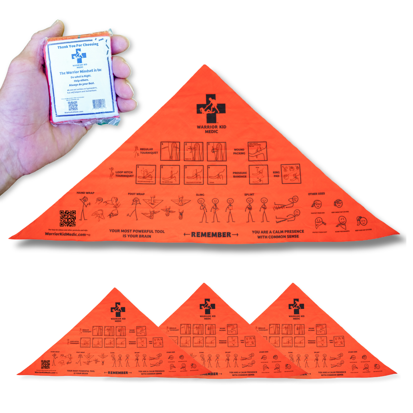 Warrior Kid Medic Triangular Bandage – Multi-Use First Aid Bandage Emergency Care