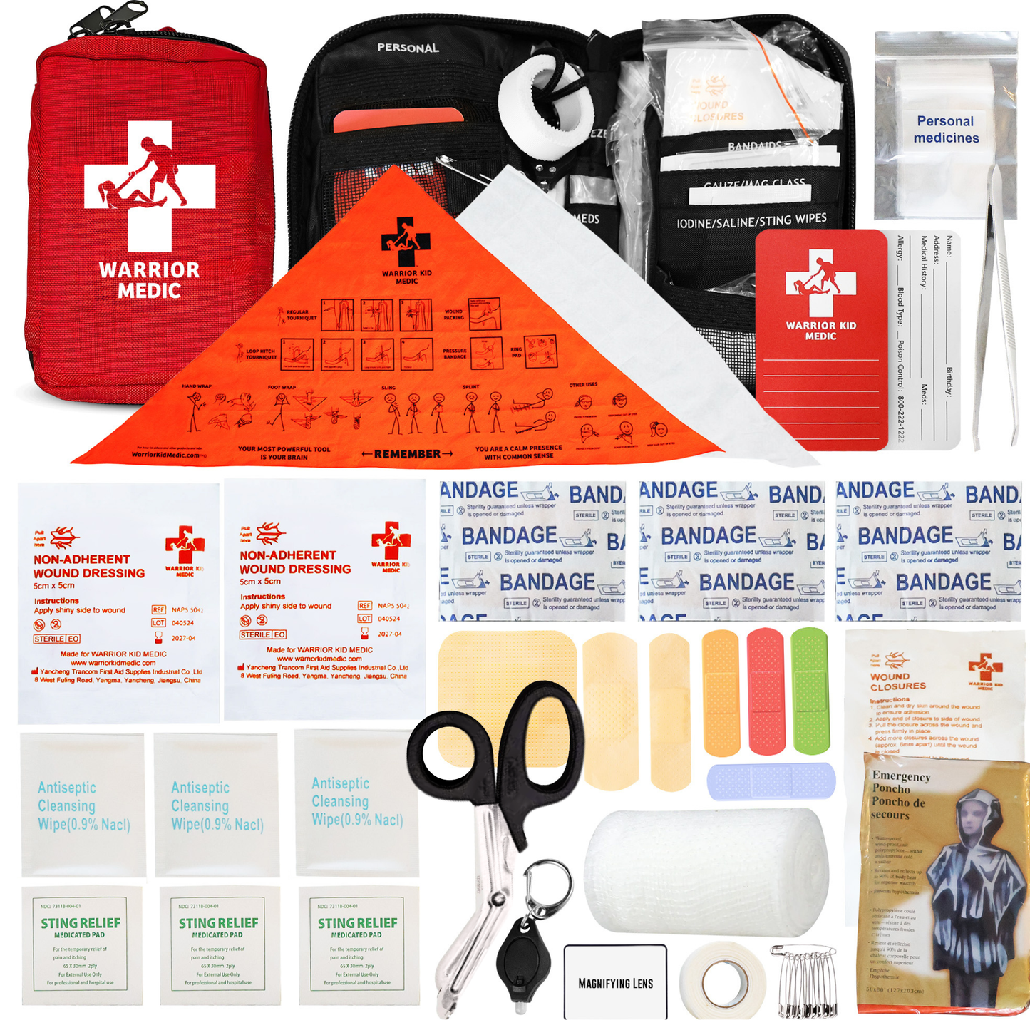 Warrior Kid Medic Compact First Aid Kit – Kid & Adult Friendly, Emergency Home, Travel & Outdoor Medical Supplies