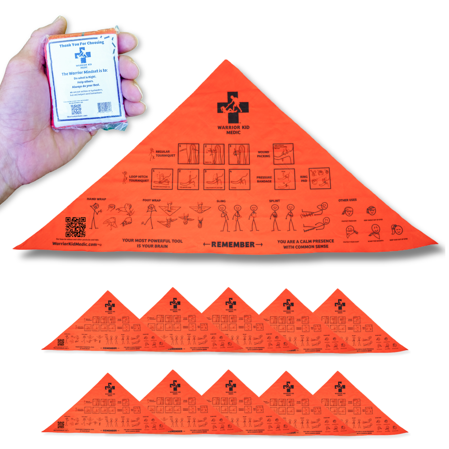 Warrior Kid Medic Triangular Bandage – Multi-Use First Aid Bandage Emergency Care